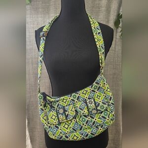 Vera Bradley Daisy Green & Blue Geometric Cotton Shoulder Bag